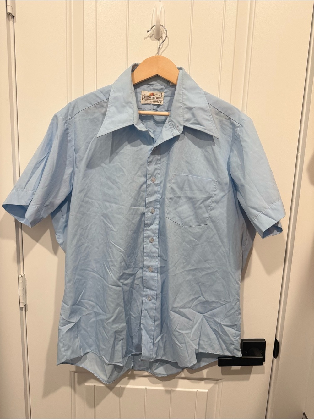 Fruit of the Loom Men’s Light Blue Short-Sleeve Button-Down Shirt